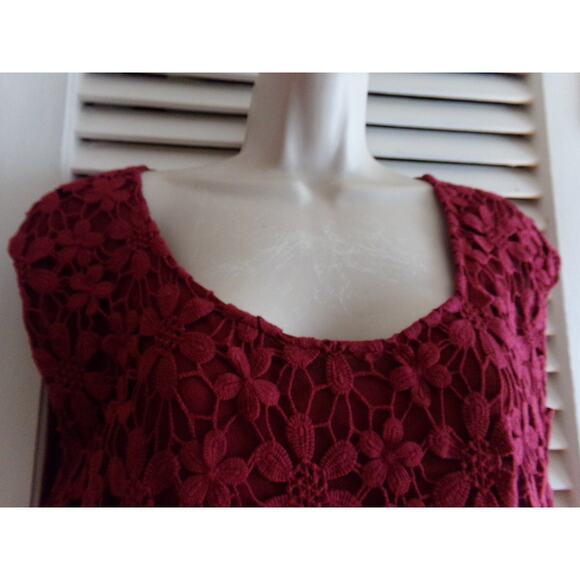 Vintage Monroe and Main maroon lace front tunic L Mint condition‎ - Picture 3 of 4